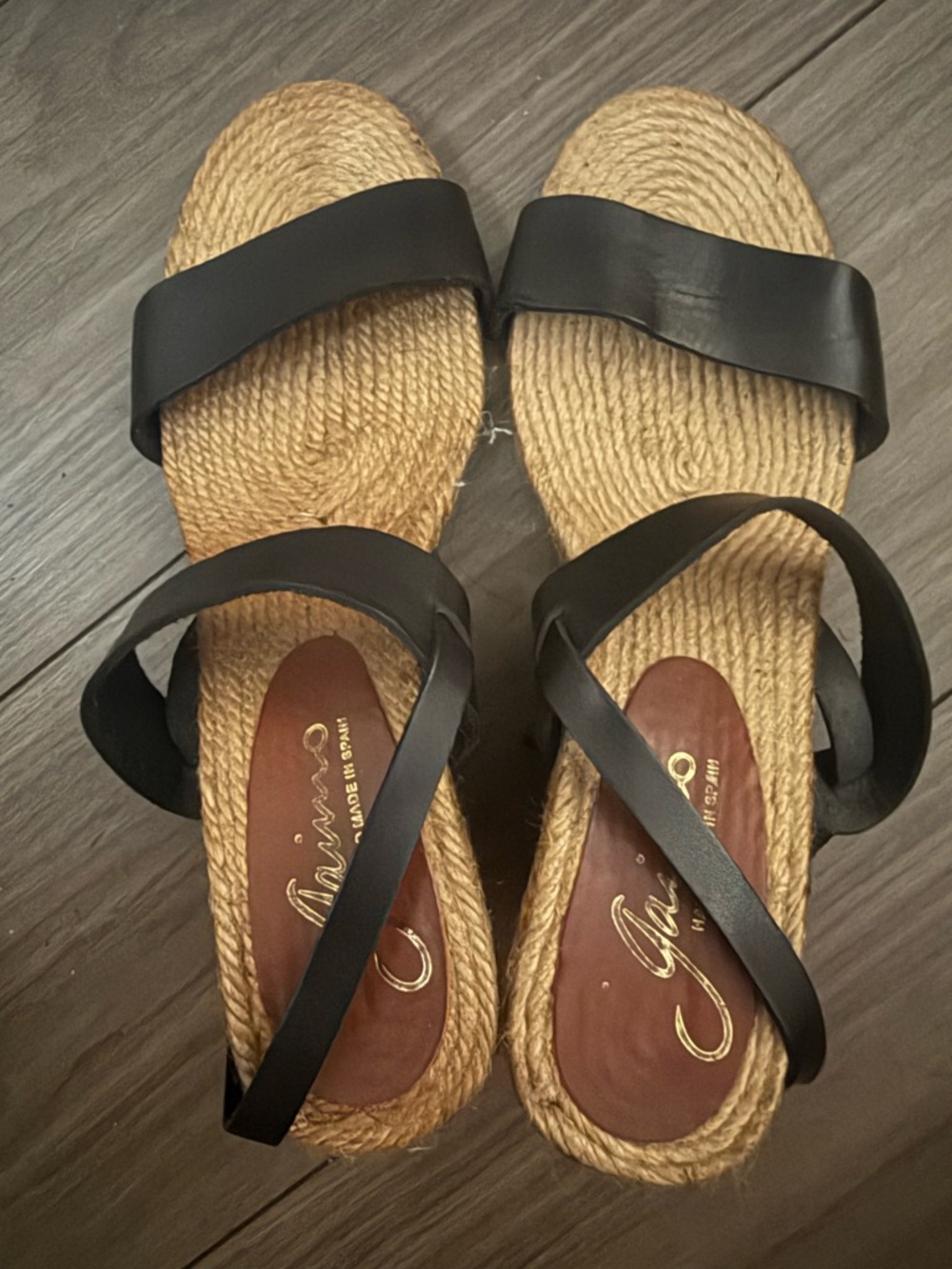 Gaimo leather cross-strap espadrille wedge sandals